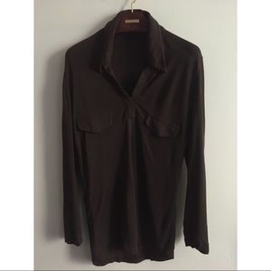 Easy Cotton V Collar Formal 3/4 Sleeve Button Down
